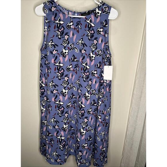 Halogen Dresses & Skirts - Halogen Womens Size Large Blue Floral A-Line Dress Sleeveless